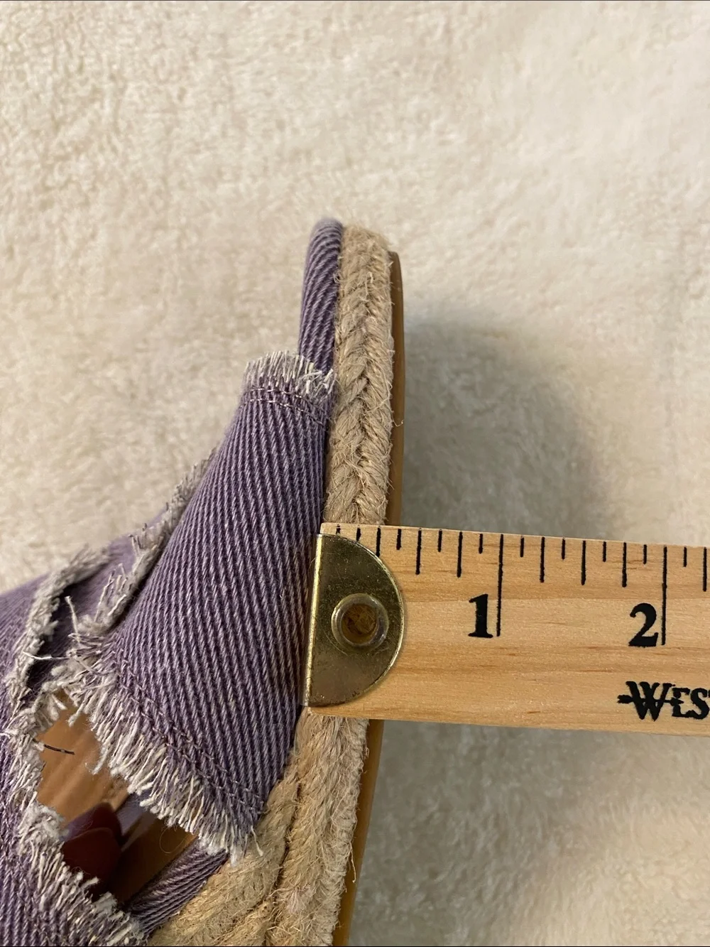 Lucky Brand Women's Madgie Wedge Purple Distressed Denim 7.5